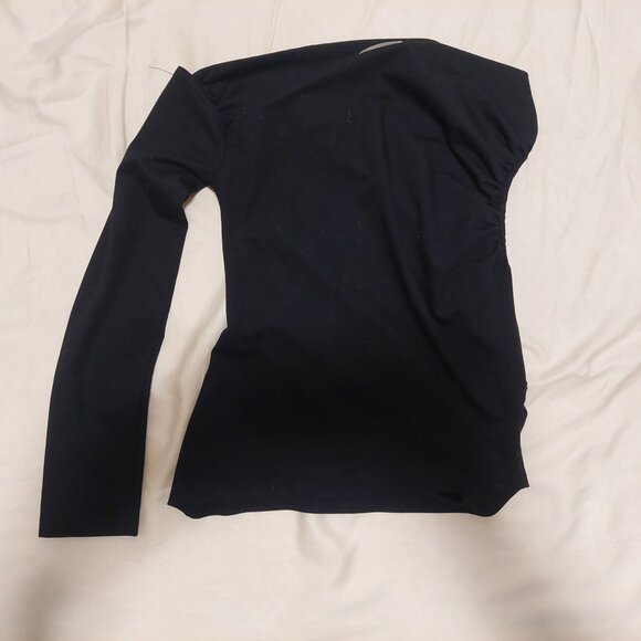 Superdown Asymmetric One Sleeve Small Black Blouse - Picture 3 of 3